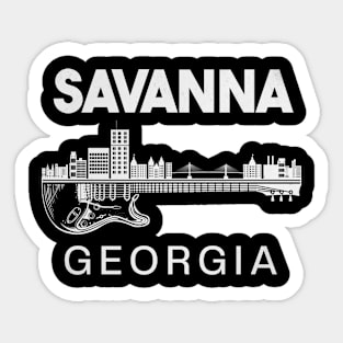 Savanna Georgia Gift Guitar Music Savanna Skyline Sticker